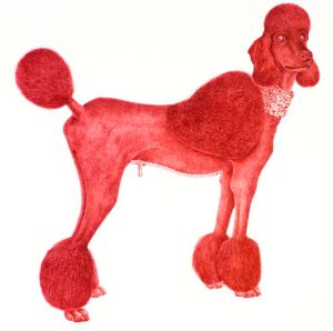 HAPPY, 2012. Dibujo de tinta de lapicero rojo sobre papel Arches de 300 gramos. 1m x 1m.  Colección Privada 