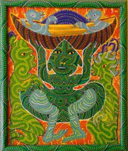 Anonyme; Gnawa du Maroc, peinture sur bois