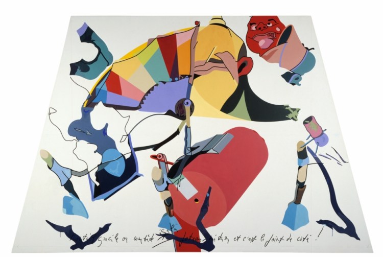 Hervé Télémaque Dérives N°2 acrylique sur toile, 200 x 310, 1983, acquisition du FRAC Martinique en 1987 