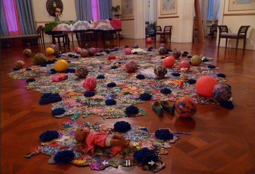 Ebony G. Patterson – Lillies, Carnations and Rozebuds (from Dead Treez), installation view at Devon