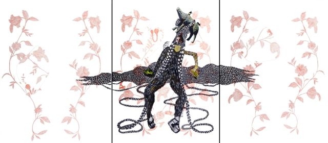 I am-a-hill-coolie-cahier-dun-non-retour-au-pays-natal_-triptyque-dessin-collage-57cmx76cmx3-2015-2016